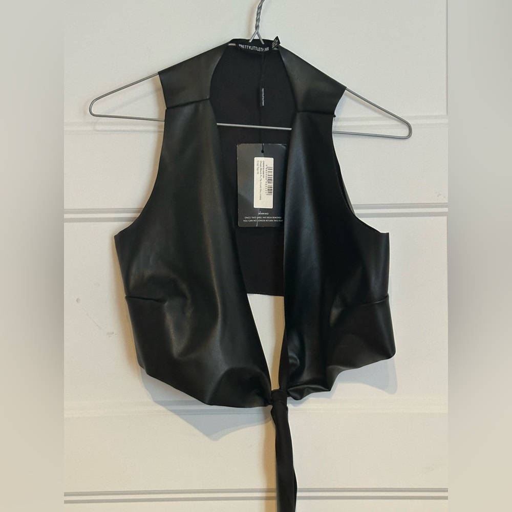 PrettyLittleThing Black Faux Leather Open top